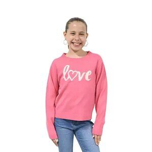 NEW Zunie Girls Valentines Day Sweater Love Fuchsia